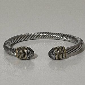 Silver and Gold-Tone Twisted Cuff Bracelet
